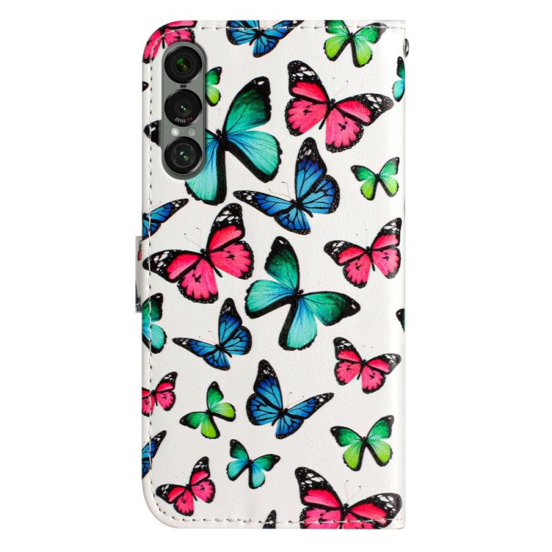 Läderfodral Sony Xperia 1 Vii Telefonfodral Fjärilsmönster