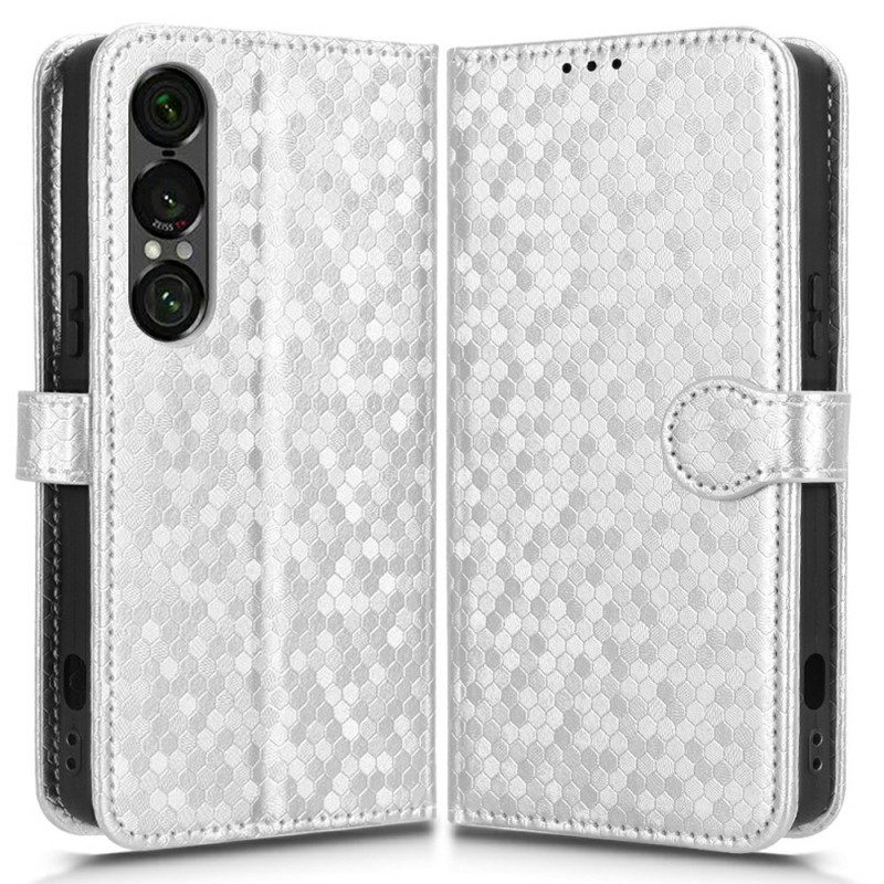 Läderfodral Sony Xperia 1 Vii Telefonfodral Glansiga Prickar