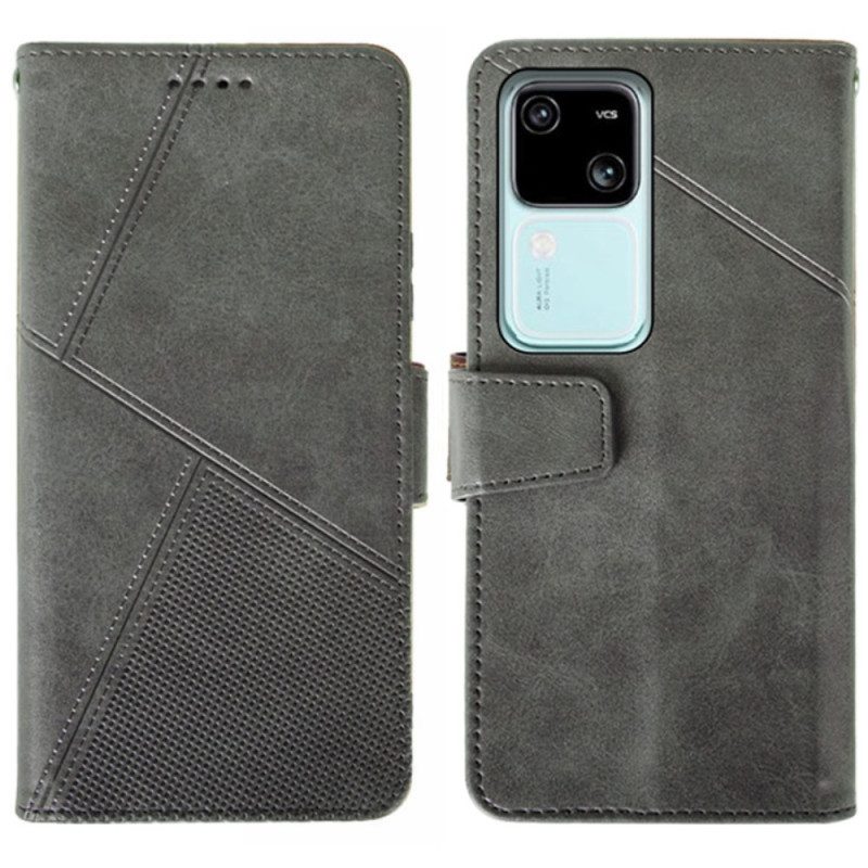 Läderfodral Vivo V30 5g Telefonfodral Geometrisk Idewei