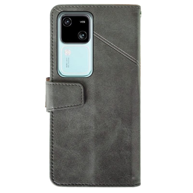 Läderfodral Vivo V30 5g Telefonfodral Geometrisk Idewei