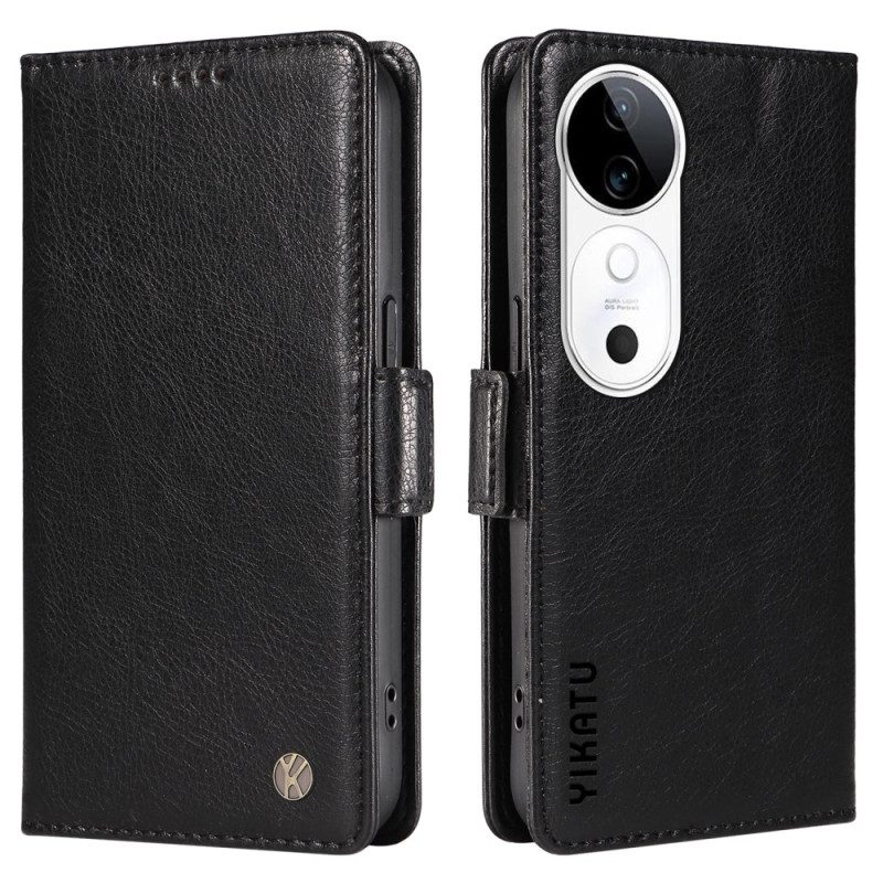 Läderfodral Vivo V40 5g Telefonfodral Lychee-textur Yikatu