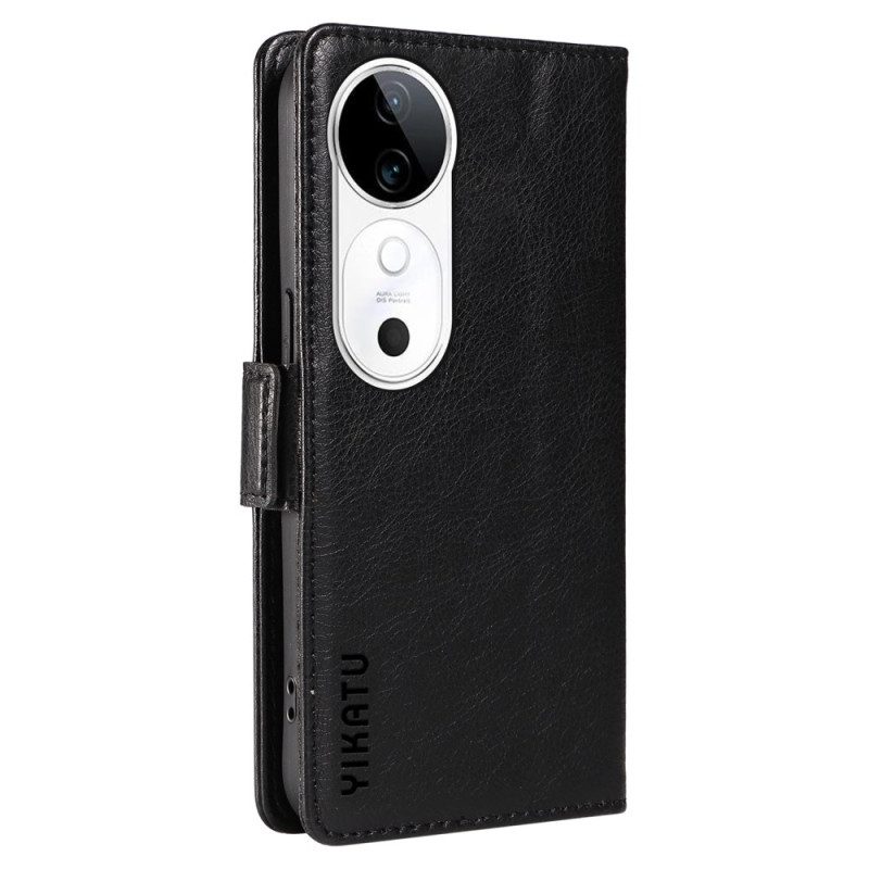 Läderfodral Vivo V40 5g Telefonfodral Lychee-textur Yikatu
