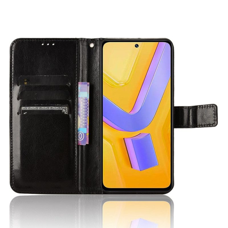 Läderfodral Vivo V40 Se 5g Telefonfodral Flashigt Konstläder Med Rem