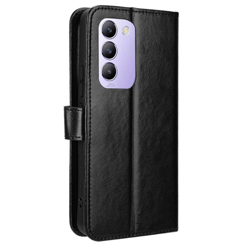 Läderfodral Vivo V40 Se 5g Telefonfodral Flashigt Konstläder Med Rem