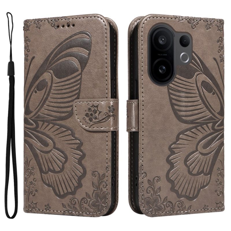 Läderfodral Vivo X200 Fe Telefonfodral Grafisk Fjäril
