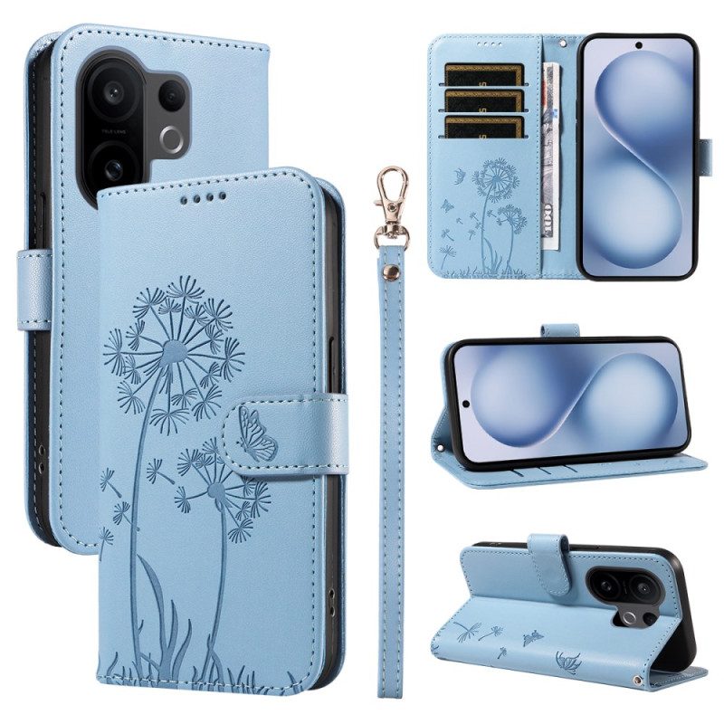 Läderfodral Vivo X200 Fe Telefonfodral Maskrosrem