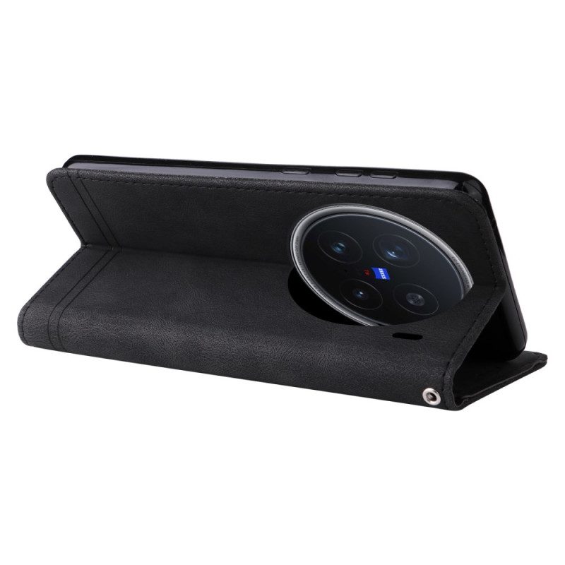 Läderfodral Vivo X200 Pro Telefonfodral Dekorativt Nit Med Mockaeffekt