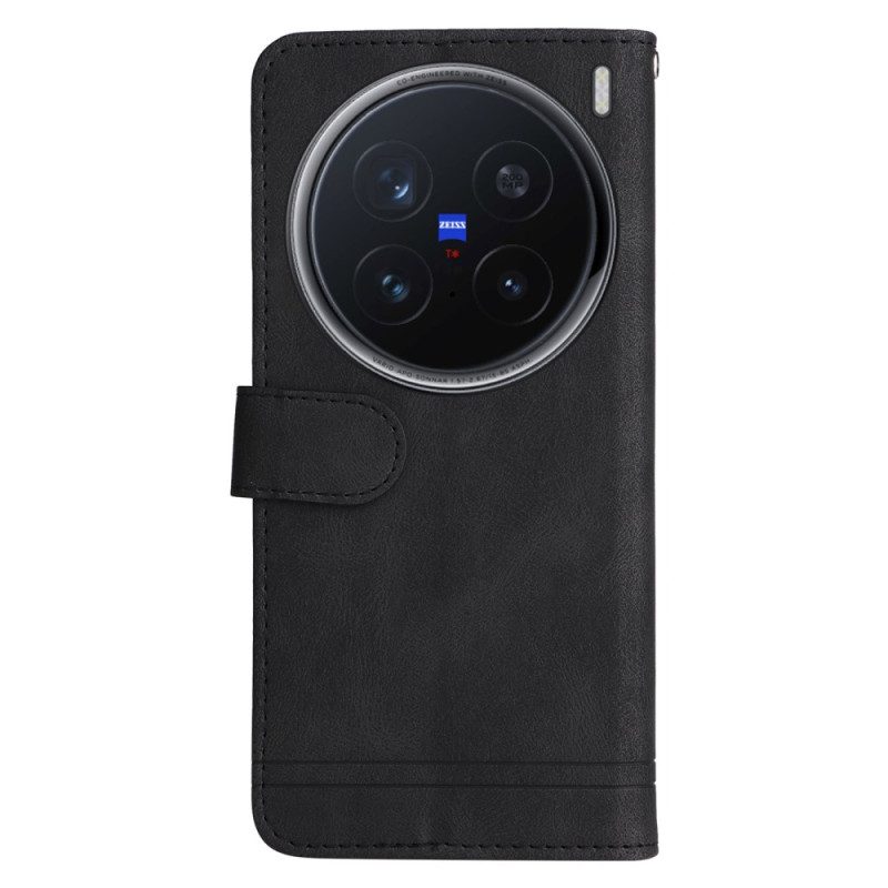 Läderfodral Vivo X200 Pro Telefonfodral Dekorativt Nit Med Mockaeffekt