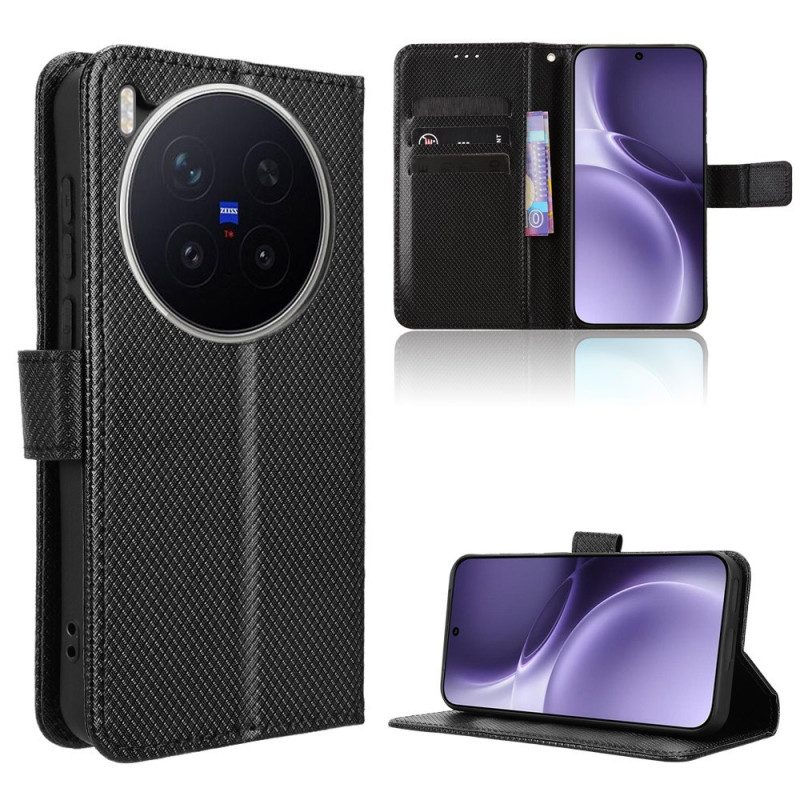 Läderfodral Vivo X300 Pro Telefonfodral Diamantstruktur