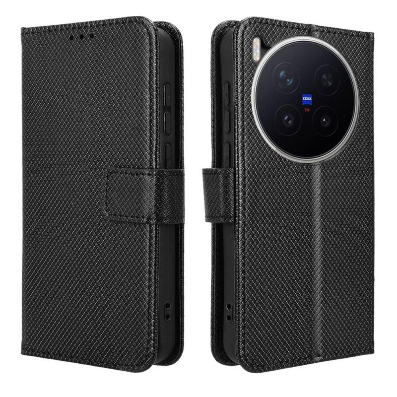 Läderfodral Vivo X300 Pro Telefonfodral Diamantstruktur