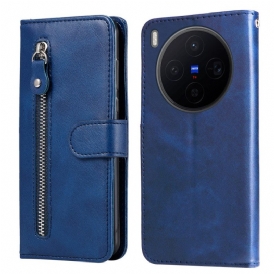 Läderfodral Vivo X300 Telefonfodral Ficka Med Dragkedja