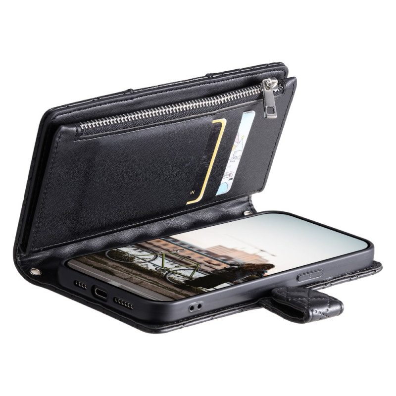 Läderskal Fodral Google Pixel 10 / 10 Pro Quiltad Med Dragkedja