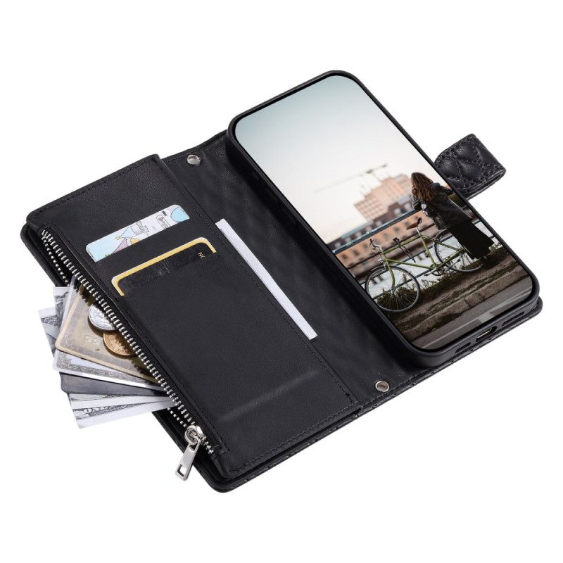 Läderskal Fodral Google Pixel 10 / 10 Pro Quiltad Med Dragkedja