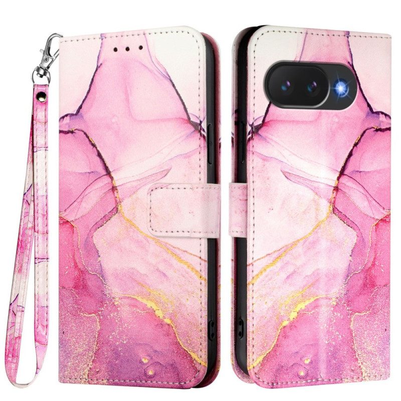 Läderskal Fodral Google Pixel 10a Marmormönster Med Rem