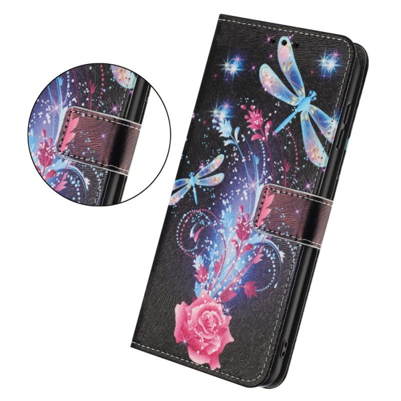 Läderskal Fodral Google Pixel 10a Trollsländemönster