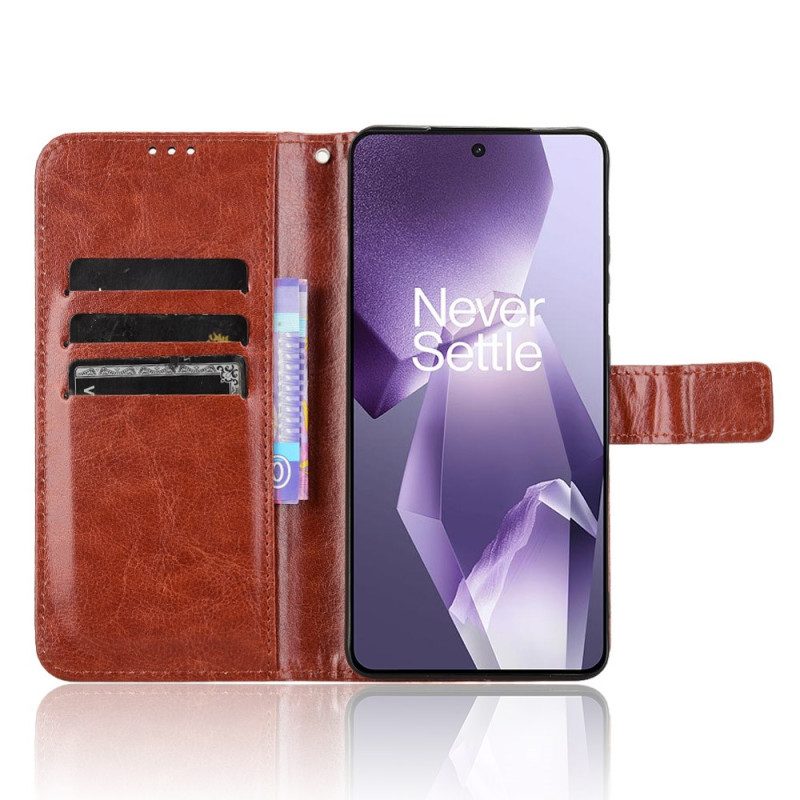 Läderskal Fodral Oneplus 13r Flashigt Konstläder