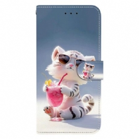 Läderskal Fodral Oneplus Nord 5 Tecknad Tiger