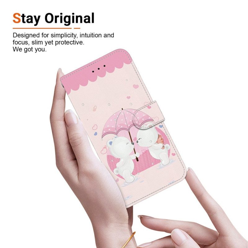 Läderskal Fodral Realme 14 5g Tecknat Björnpar