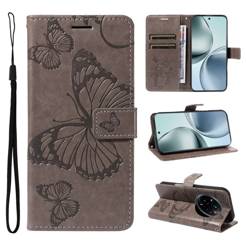 Läderskal Fodral Realme 14 Pro Plus 5g Jättefjärilar