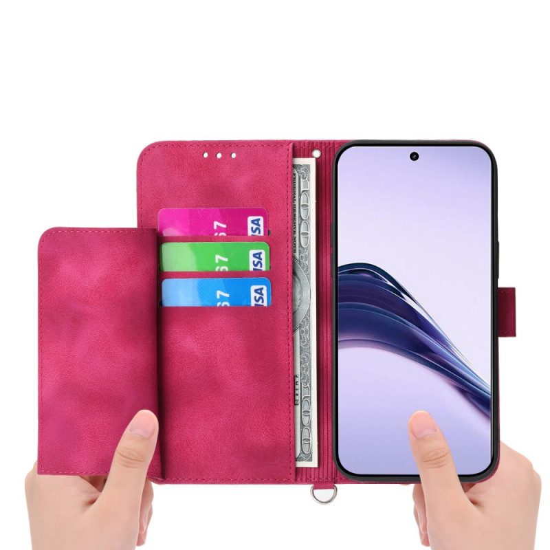 Läderskal Fodral Realme 14 Pro Plus 5g Spetsmockeffekt Med Rem Och Axelrem