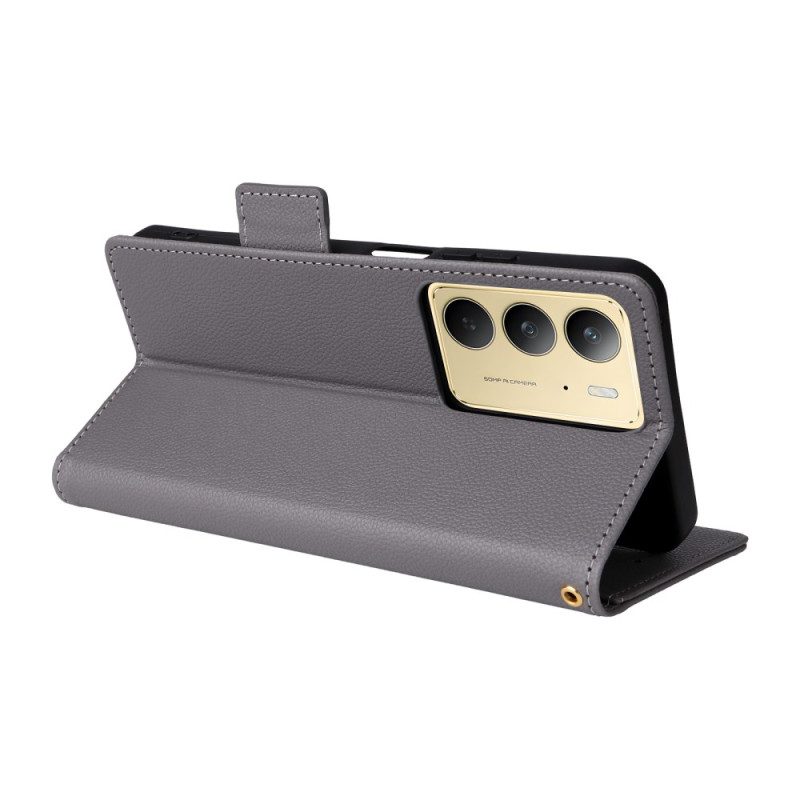 Läderskal Fodral Realme 14x 5g Litchi-konstläder Med Rem