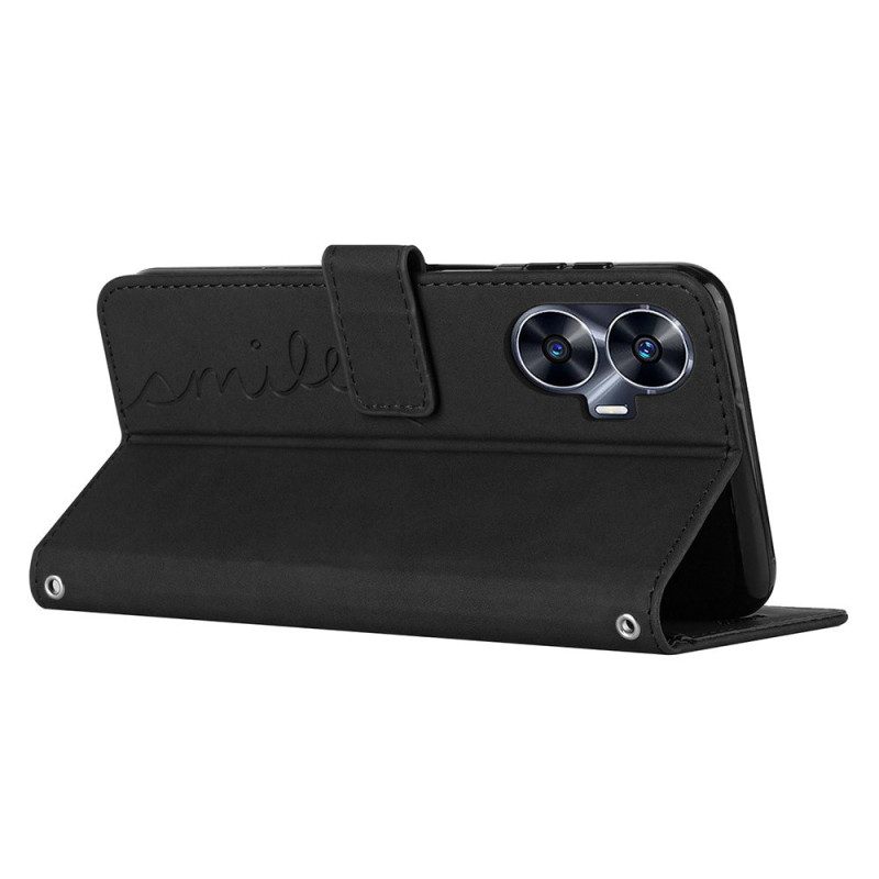 Läderskal Fodral Realme C55 Leende Med Axelrem