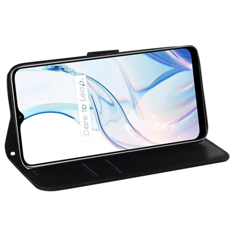 Läderskal Fodral Realme C55 Plånbok Med Discomotiv