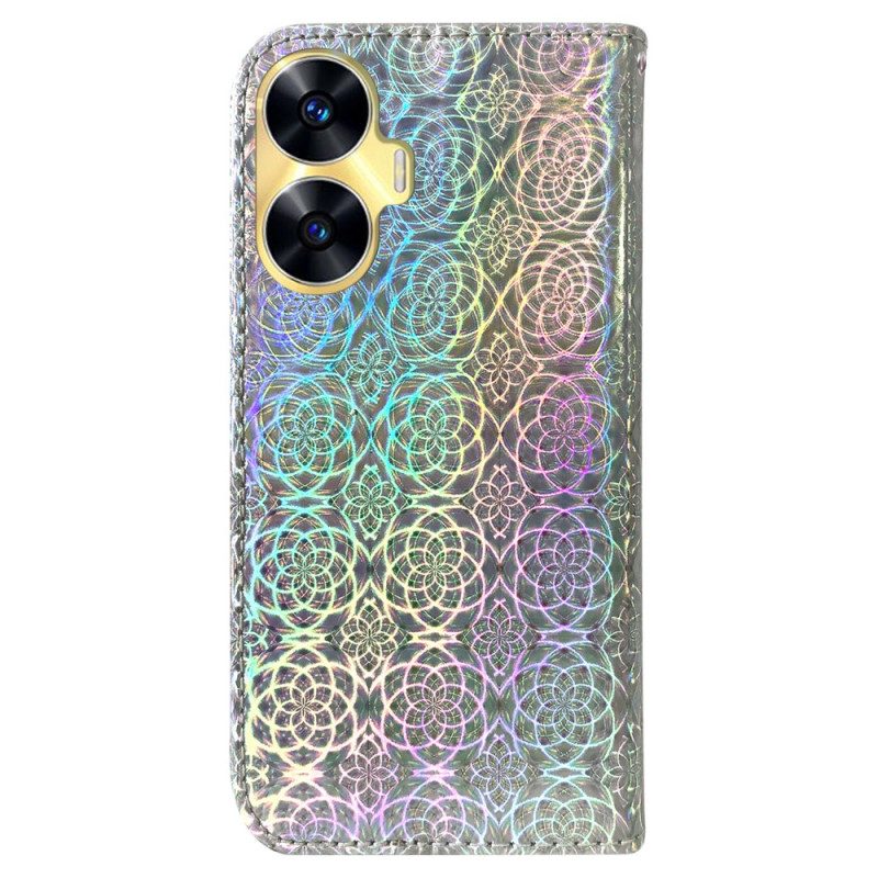 Läderskal Fodral Realme C55 Plånbok Med Discomotiv