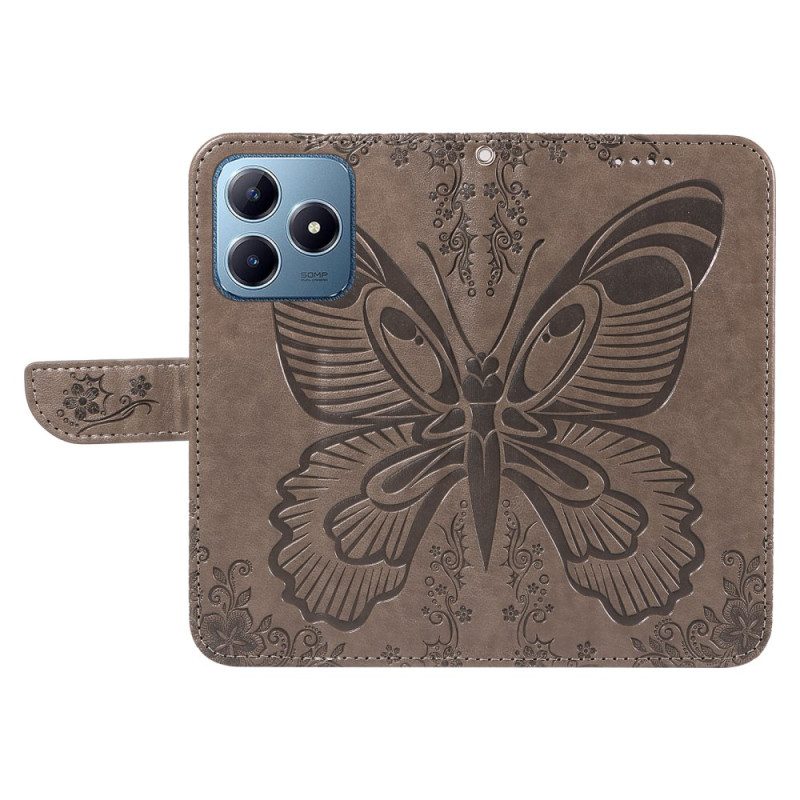 Läderskal Fodral Realme C63 Grafisk Fjäril