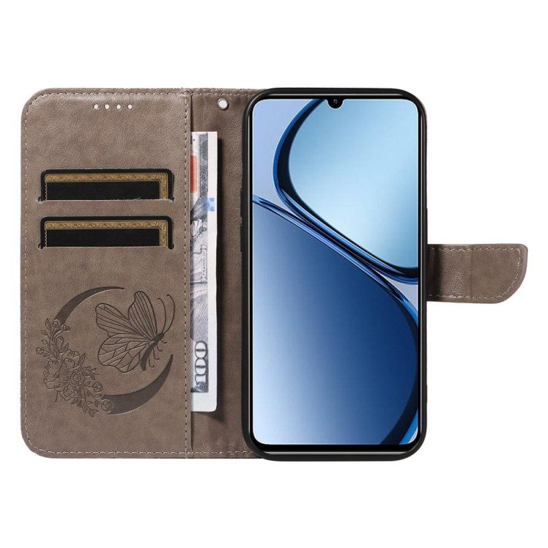 Läderskal Fodral Realme C63 Grafisk Fjäril