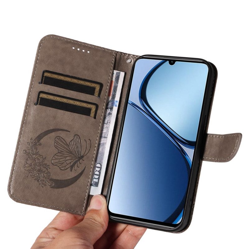 Läderskal Fodral Realme C63 Grafisk Fjäril