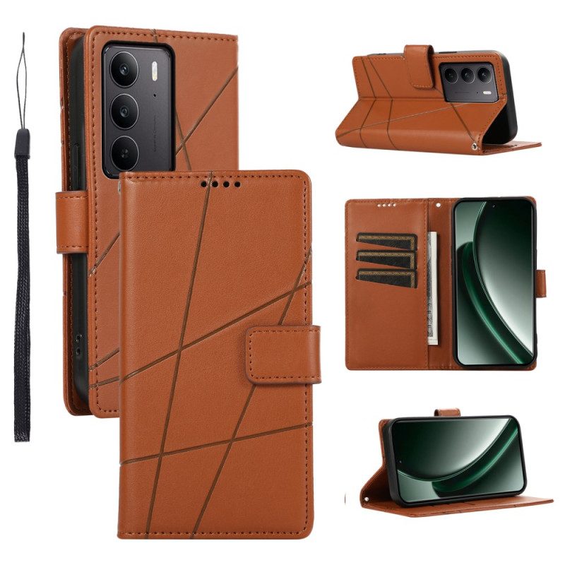 Läderskal Fodral Realme C75 Linjer