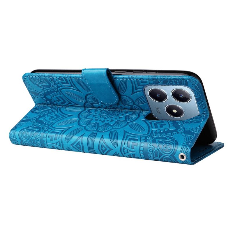 Läderskal Fodral Realme Note 60 Solrosmönster