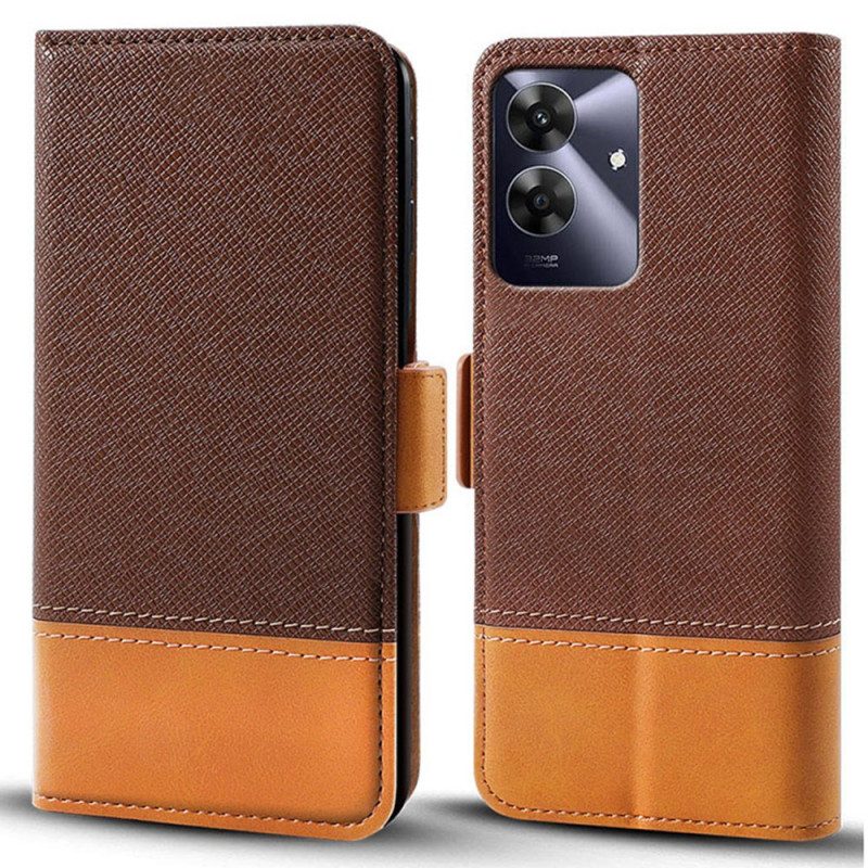 Läderskal Fodral Realme Note 60 Tvåfärgad