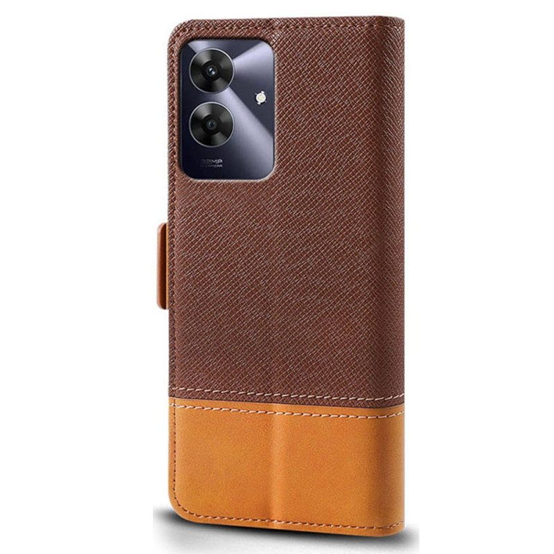 Läderskal Fodral Realme Note 60 Tvåfärgad