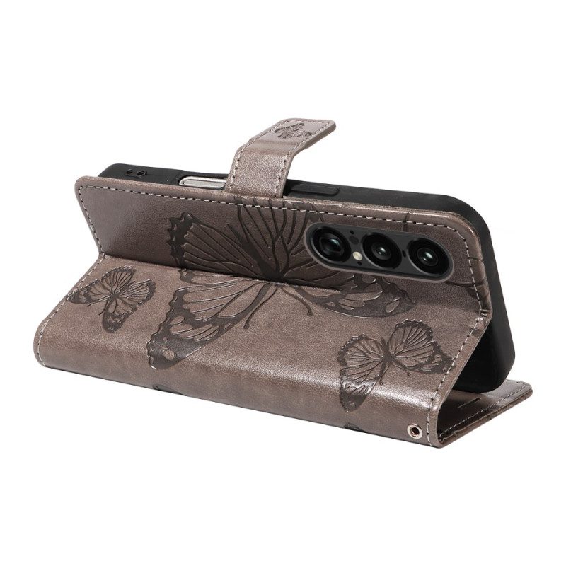 Läderskal Fodral Sony Xperia 1 Vii Jättefjärilar