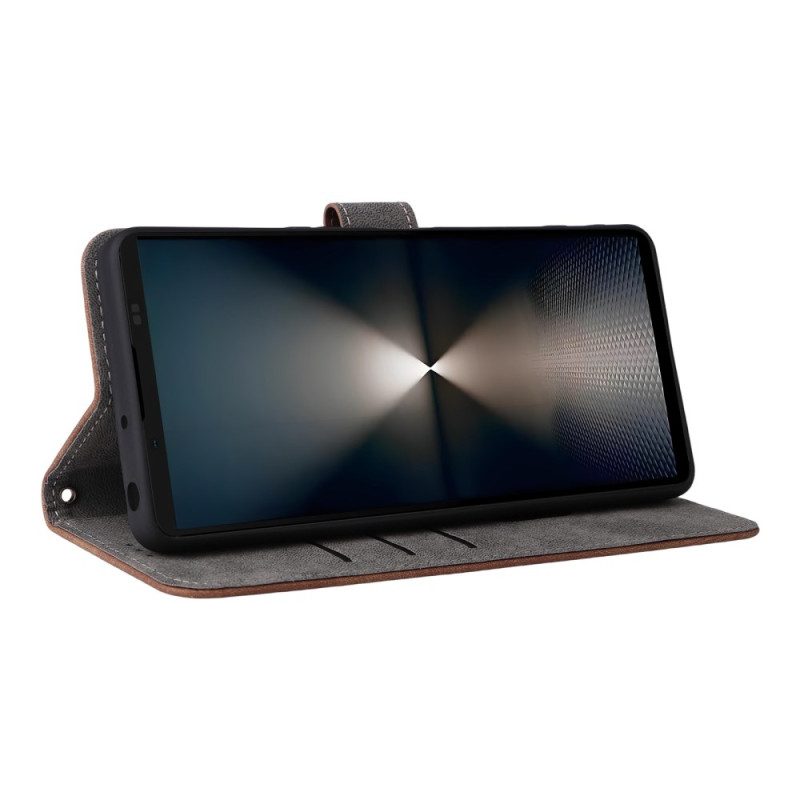 Läderskal Fodral Sony Xperia 1 Vii Rfid-skydd Och Rem