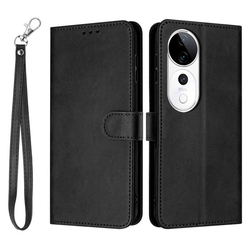 Läderskal Fodral Vivo V40 5g Lädereffekt Med Rem
