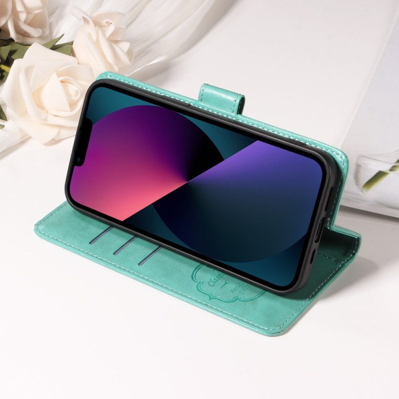 Läderskal Fodral Vivo V50 Lite 5g Blommigt Fjärilsmönster