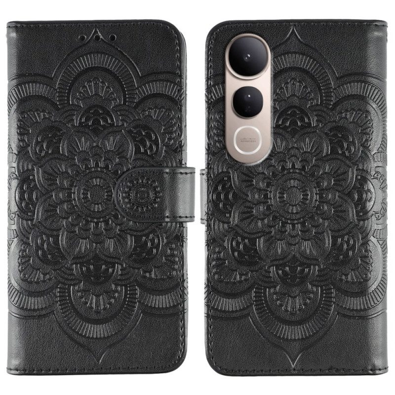 Läderskal Fodral Vivo V50 Lite 5g Mandalagravyr