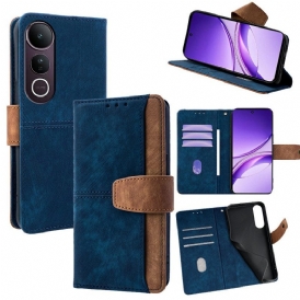 Läderskal Fodral Vivo V50 Lite 5g Tvåfärgat Rfid-skydd