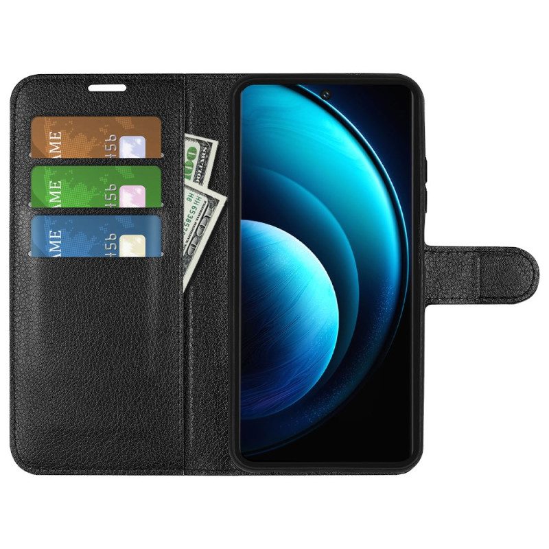 Läderskal Fodral Vivo X100 Pro Litchi Konstläder