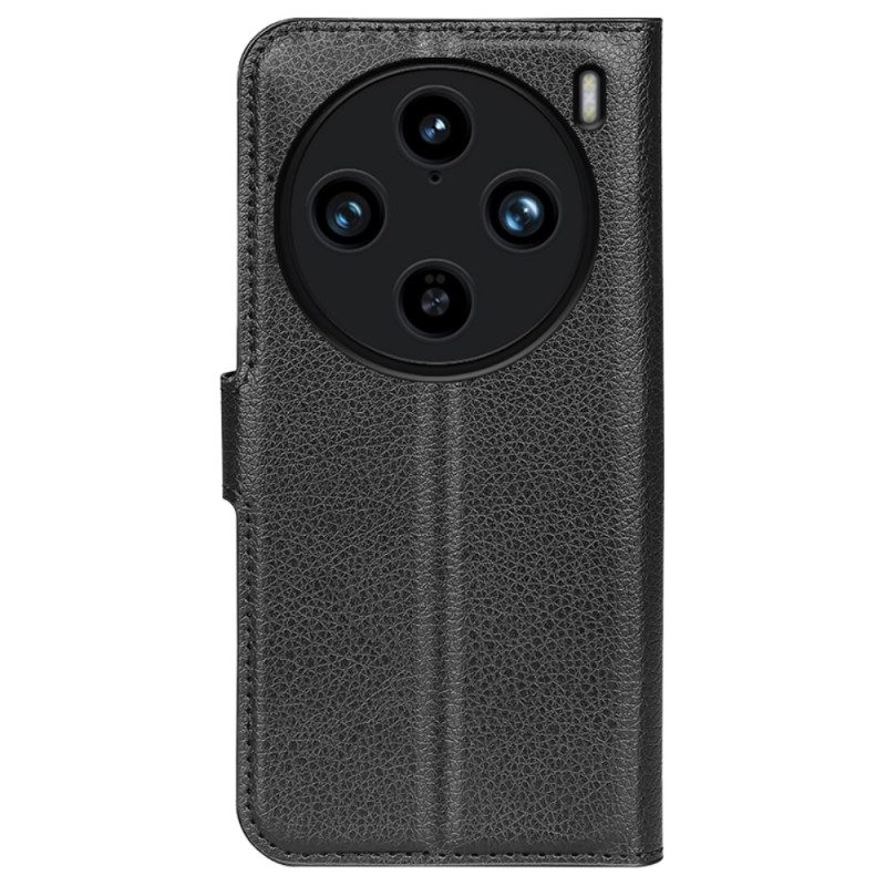 Läderskal Fodral Vivo X100 Pro Litchi Konstläder
