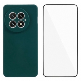 Skal För Oneplus 13 2-i-1 Flexibelt Silikonskydd Med Härdat Glas