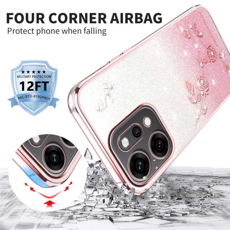 Skal För Oppo Reno 14 5g Blommor Och Strass