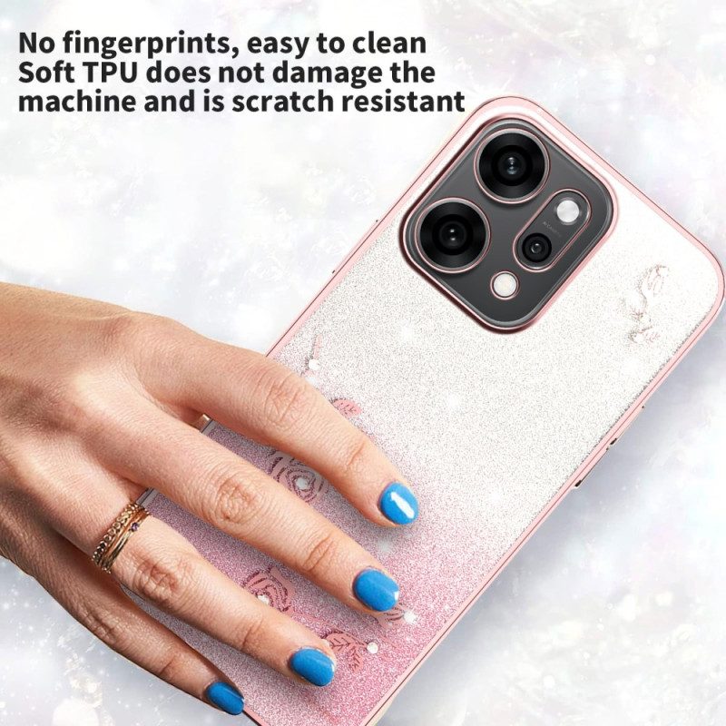 Skal För Oppo Reno 14 5g Blommor Och Strass