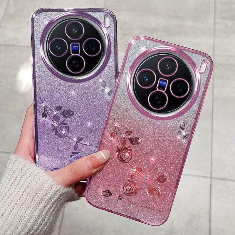 Skal För Vivo X200 Fodral Med Blommor Och Strass