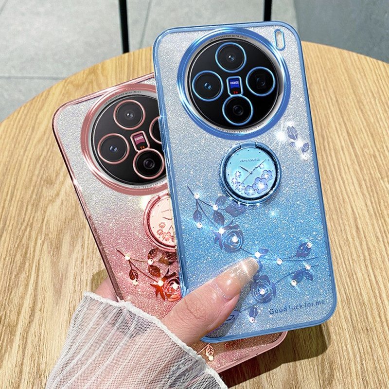 Skal För Vivo X200 Stativ Med Glitterblommor