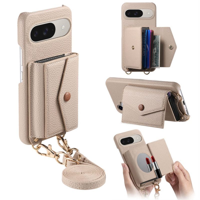 Skal Google Pixel 10 / 10 Pro Korthållare Med 9 Spegelglas Och Axelrem