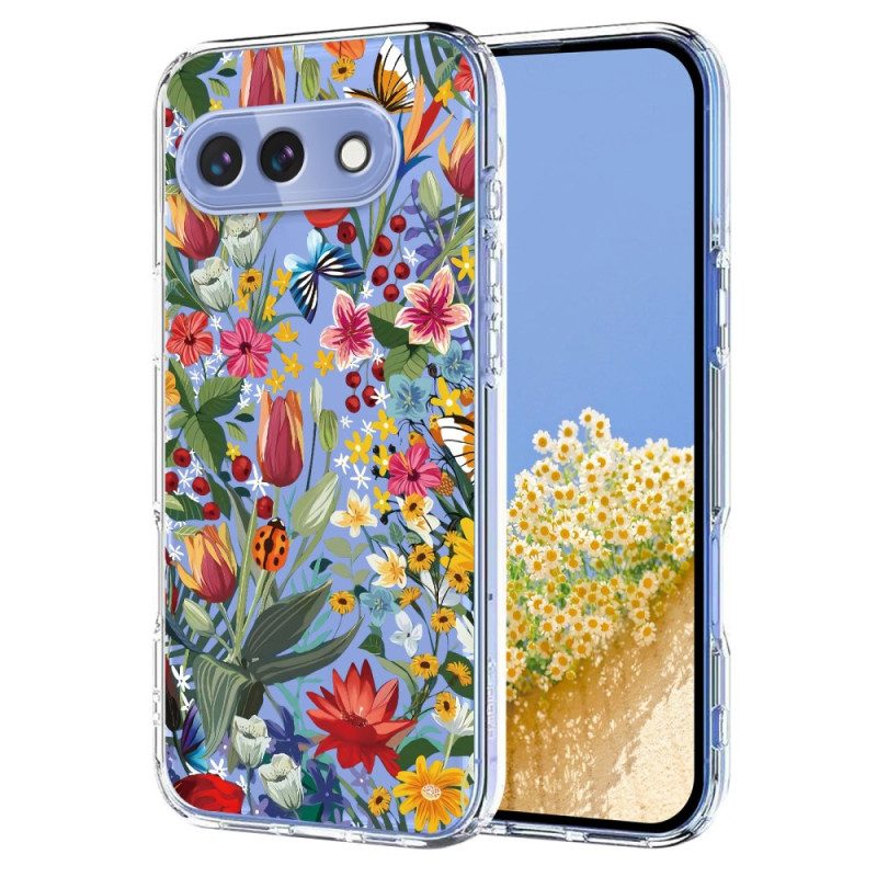 Skal Google Pixel 10a Telefonfodral Fjärils- Och Blommönster